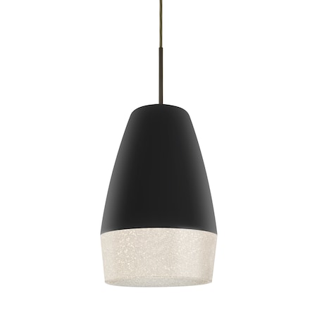 Besa Lighting Abu 12 Cord Pendant, Black/Glitter, Bronze Finish, 1x9W LED 1JT-ABU12BK-LED-BR